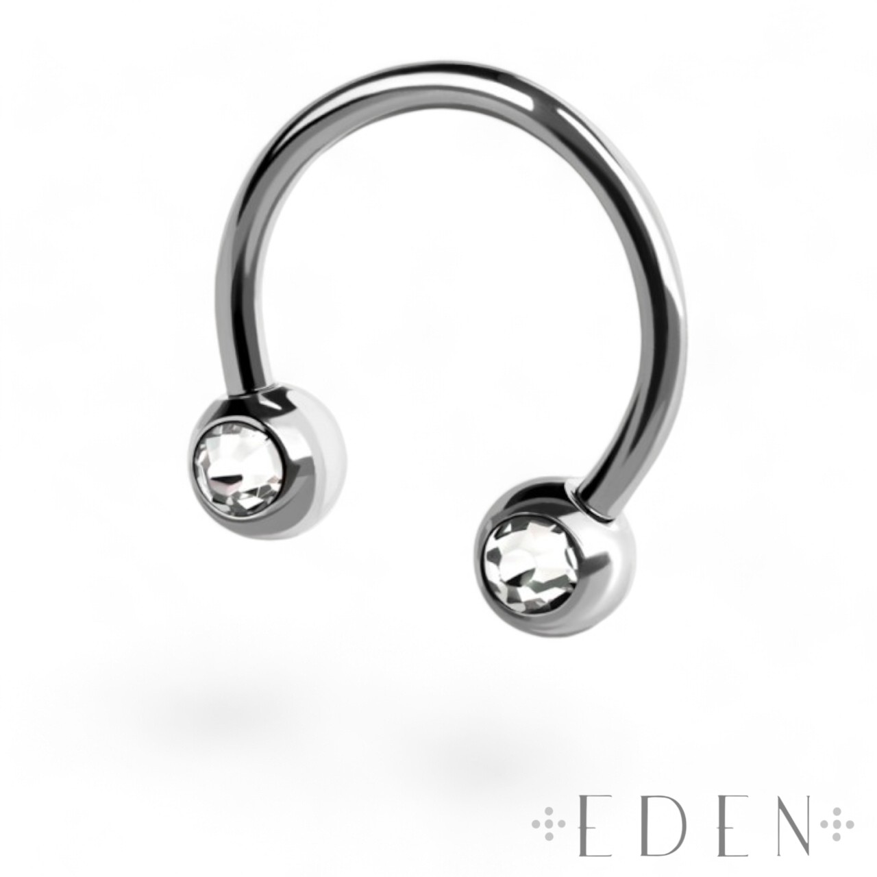 Circular Barbell with Forward Facing Press Fit Gems