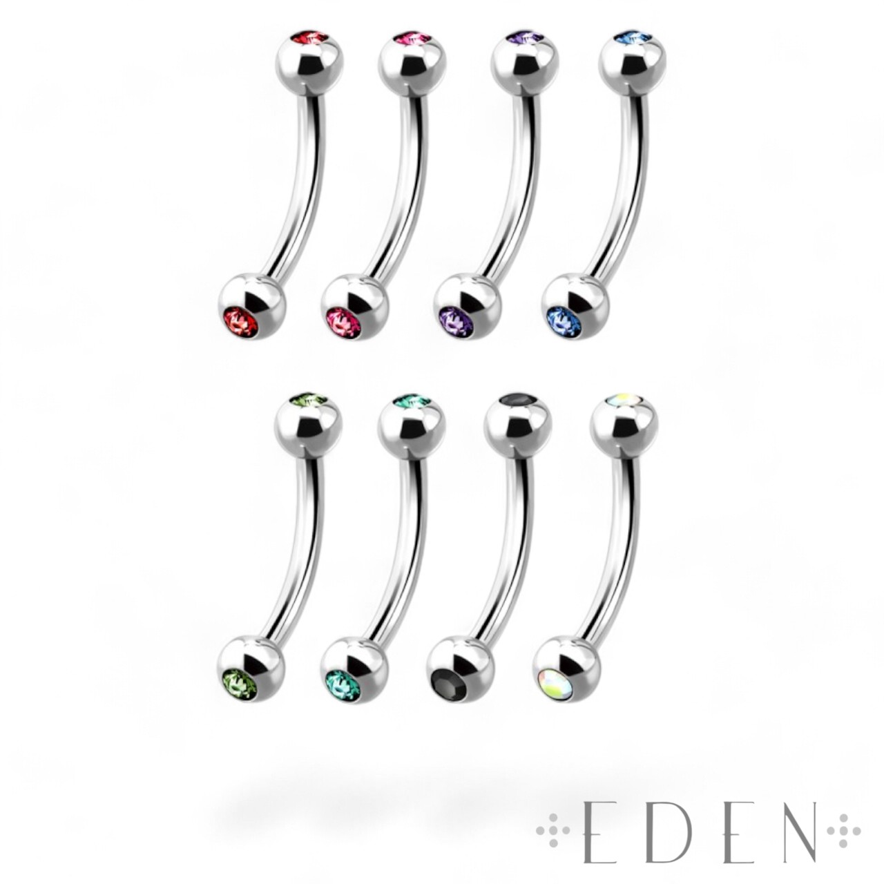 Curved Barbell with Gems
