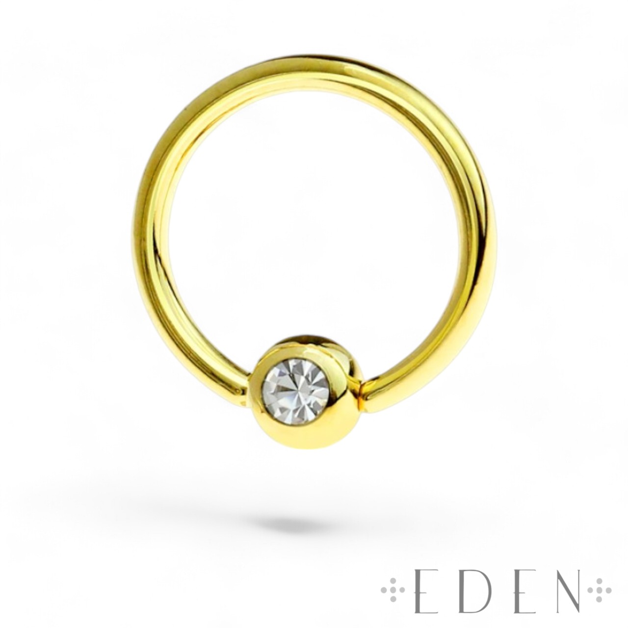 Gold Ball Closure Ring with Gem Ball