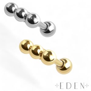 Three Beaded Balls Straight Barbell