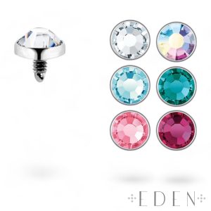 Titanium Bezel Set Crystal Dermal & Surface Tops