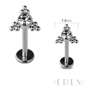 Titanium Labret with Gem and Cluster Balls