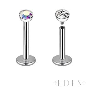 Titanium Internally Threaded Bezel Set Crystal