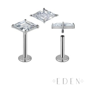 Titanium Lozenge CZ Stone Labret