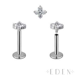 Titanium Quadruple Prong Set CZ Labrets