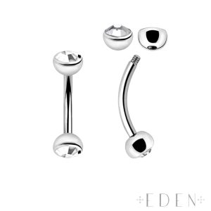 Curved Barbell with Half Bezel Set Crystal Balls