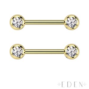 Gold Barbell with Forward Facing Gems
