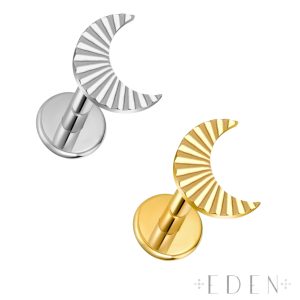 Titanium Etched Moon Top Labret