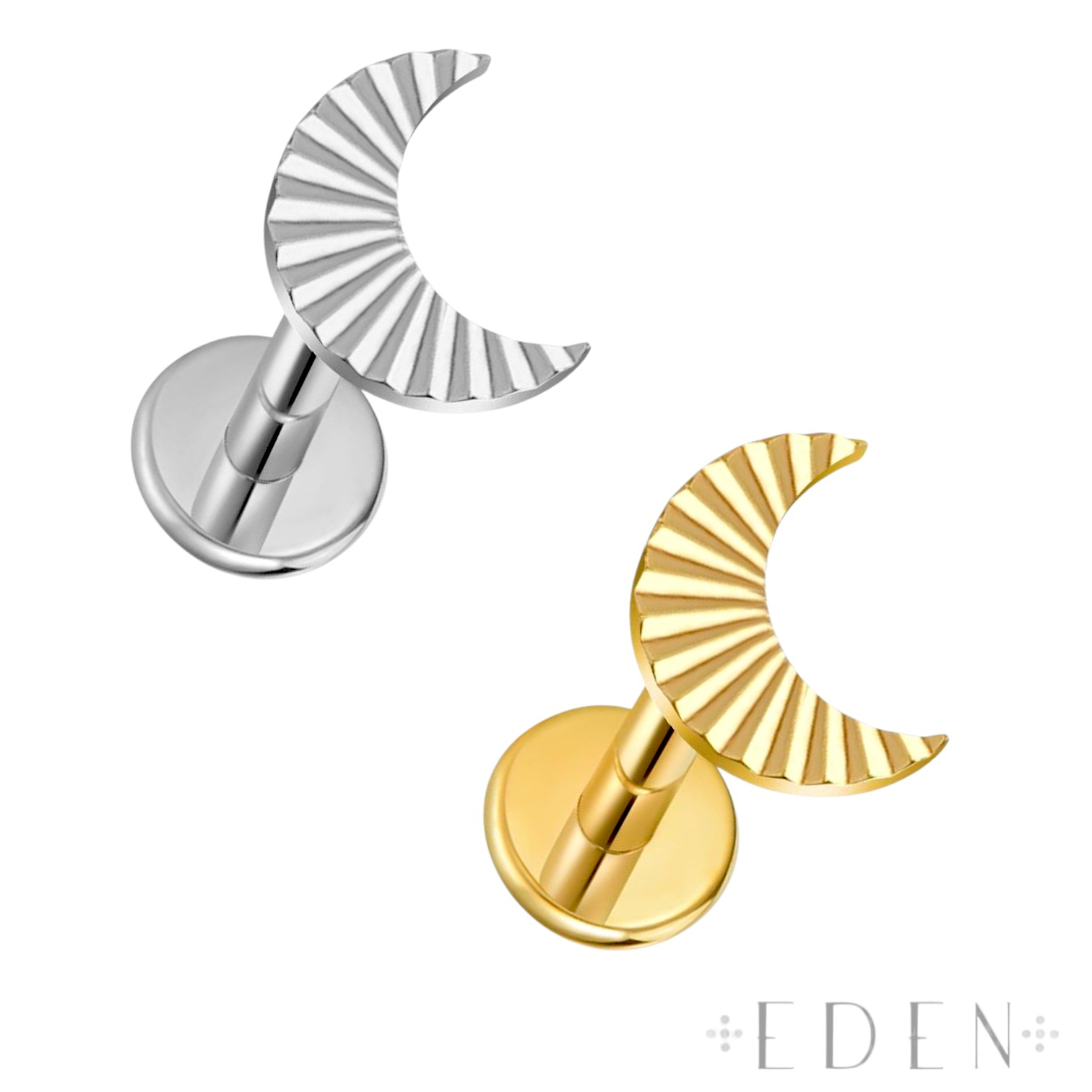 Titanium Etched Moon Top Labret