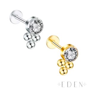 Titanium Gem with Trinity Beads Labret